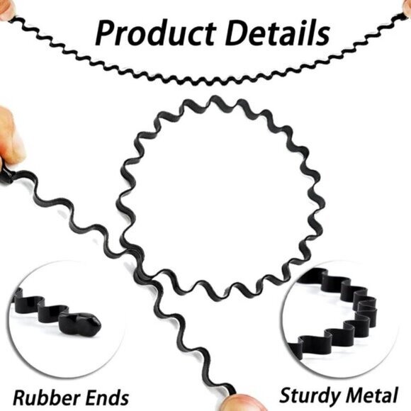 ⚡Men H-New 3pcs Metal Fashion Unisex Wavy Outdoor Sports Simple Elastic Headband main image 4